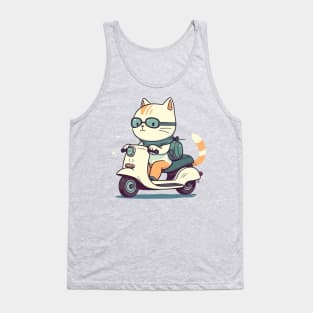 Cat riding scooter Tank Top